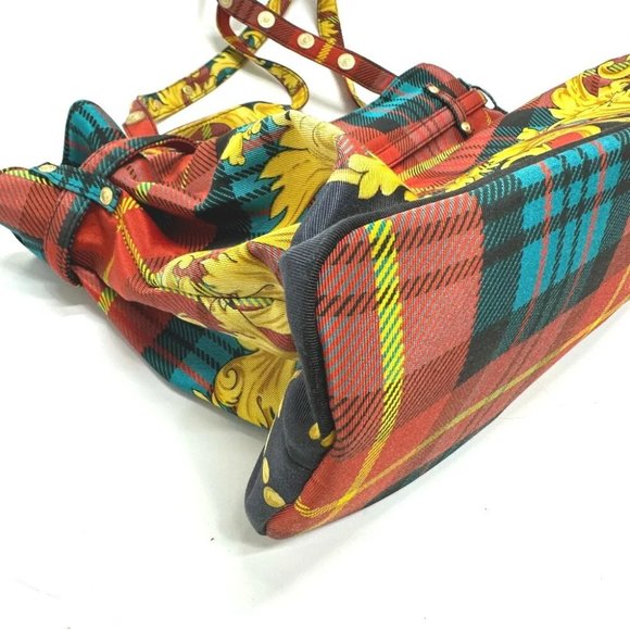 VERSACE Tote Bag baroque pattern Bag Shoulder Bag cotton Multicolore - Picture 5 of 12